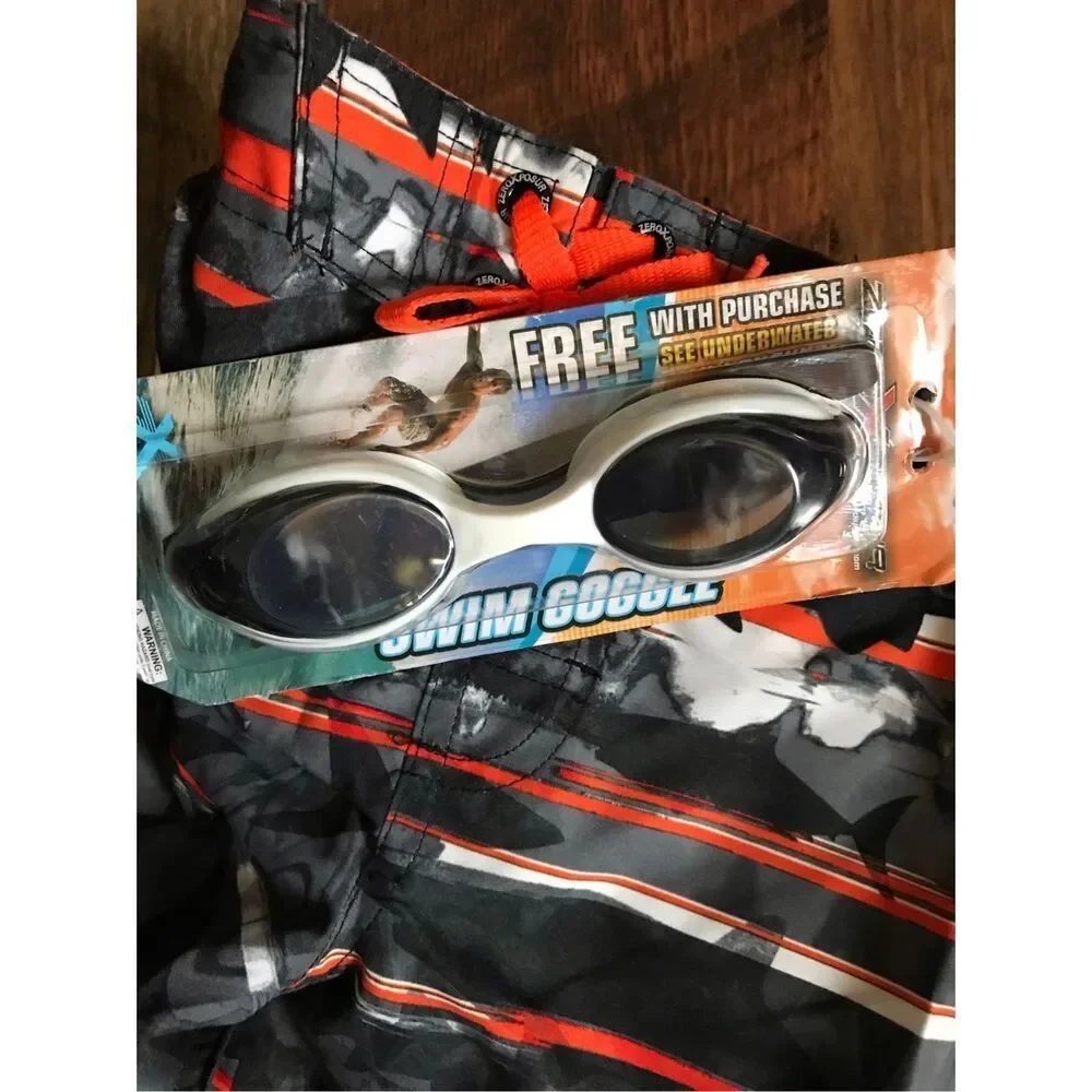 Zeroxposur boys SZ Small (4) Swim Trunks Lined New with Tags with goggles